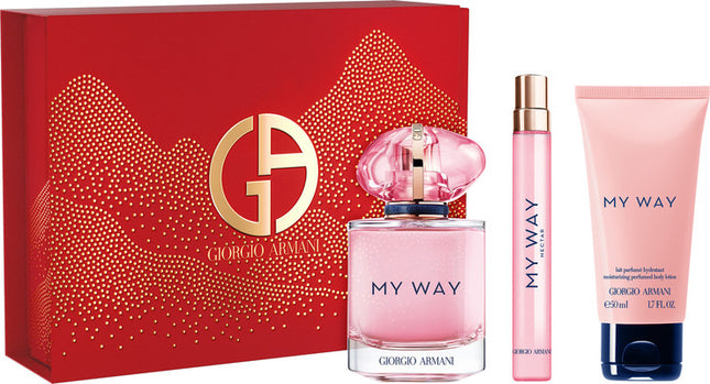 MY WAY NECTAR סט א.ד.פ + קרם גוף + א.ד.פ לאשה GIORGIO ARMANI MY WAY NECTAR סט א.ד.פ + קרם גוף + א.ד.פ לאשה 90 מ"ל + 50 מ"ל + 10 מ"ל