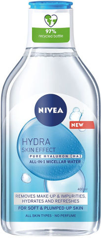 NIVEA HYDRA SKIN EFFECT מים מיסלריים להסרת איפור וניקוי הפנים עם חומצה היאלורונית 400 מ"ל