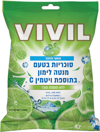 ויויל סוכריות ללא תוספת סוכר בטעם מנטה לימון 60 גרם