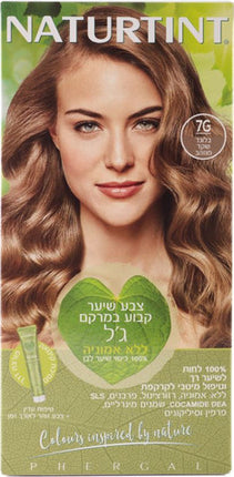 7G  צבע שיער קבוע במרקם ג'ל ללא אמוניה בלונד שקד מוזהב170מ"ל  - NATURTINT