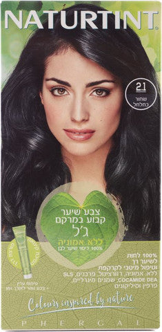צבע שיער קבוע במרקם ג'ל ללא אמוניה 2.1 שחור כחלחל -NATURTINT