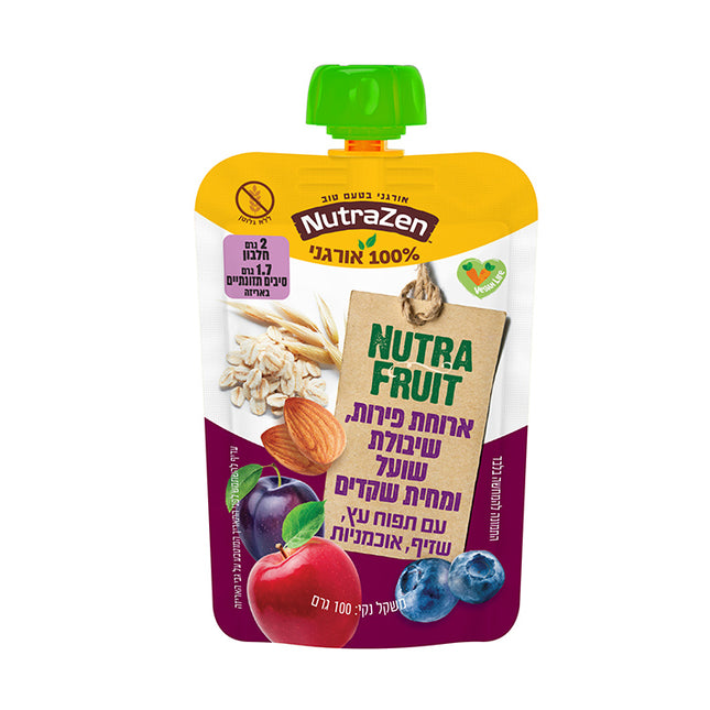 נוטרה זן | ארוחת פירות ושיבולת שועל שקדים תפוח, שזיף ואוכמניות