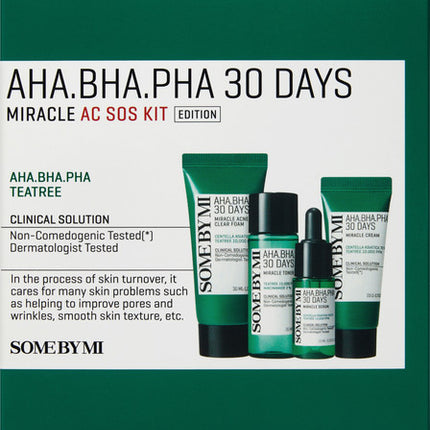 AHA-BHA-PHA סט ניקוי קצף + טונר + סרום + קרם לחות SOME BY MI AHA-BHA-PHA סט ניקוי קצף + טונר + סרום + קרם לחות 30 מ"ל + 30 מ"ל + 10 מ"ל + 20 גרם