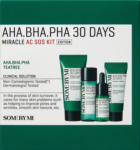 AHA-BHA-PHA סט ניקוי קצף + טונר + סרום + קרם לחות SOME BY MI AHA-BHA-PHA סט ניקוי קצף + טונר + סרום + קרם לחות 30 מ"ל + 30 מ"ל + 10 מ"ל + 20 גרם