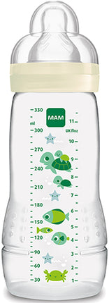 בקבוק הזנה לתינוק 330 מ''ל MAM Easy Active - צבע לבן/ירוק/צהוב