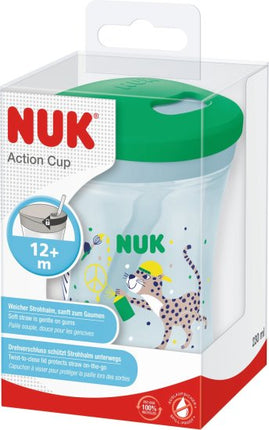 כוס מעבר Action Cup עם קשית לגילאי 12 חודשים ומעלה 230 מ''ל NUK - צבע ירוק