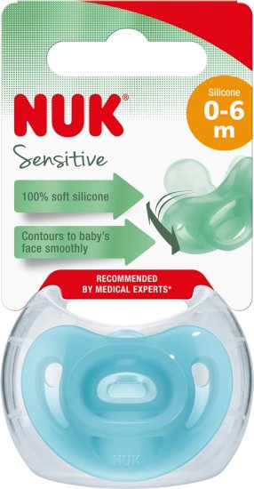 מוצץ 0-6 חודשים NUK Sensitive - צבע כחול