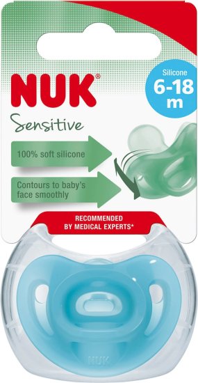 מוצץ 6-18 חודשים NUK Sensitive - צבע כחול