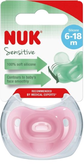 מוצץ 6-18 חודשים NUK Sensitive - צבע ורוד