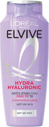 Elvive - שמפו Hydra Hyaluronic ממלא בלחות מבית Loreal - נפח 500 מ''ל