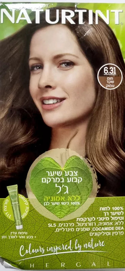 צבע שיער קבוע במרקם ג'ל ללא אמוניה 6.31 חום שקד עמוק 170מ"ל  -NATURTINT