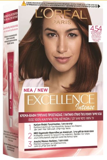 צבע שיער מטפח 4.54 חום מהגוני נחושתי EXCELLENCE CREME -LOREAL PARIS
