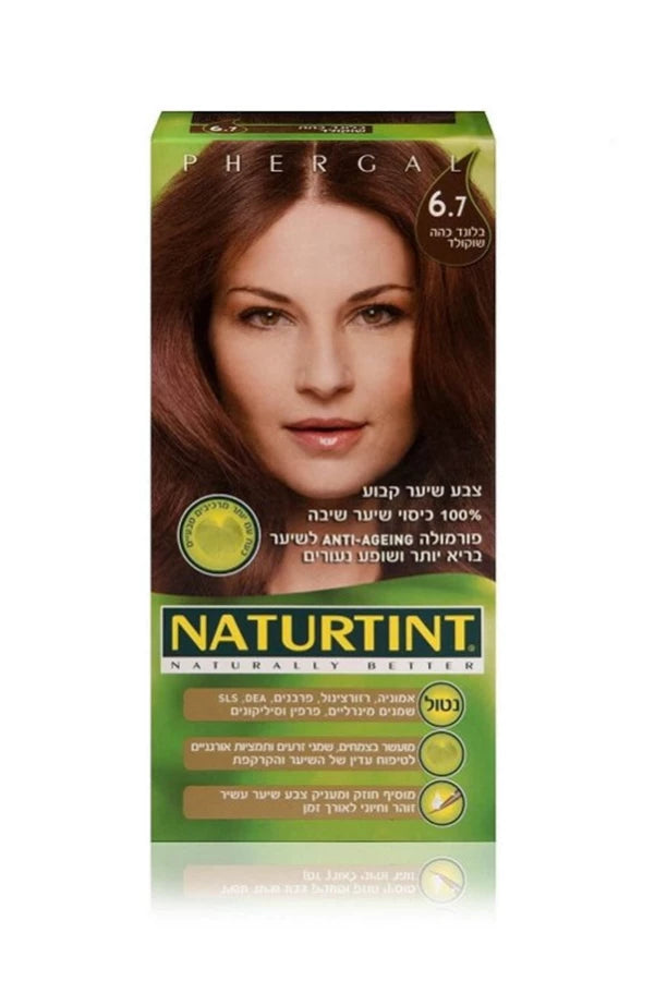 צבע שיער קבוע 6.7 בלונד כהה שוקולד 165מ"ל -NATURTINT