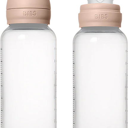 BIBS - בקבוק האכלה לתינוק עשוי פלסטיק בנפח 270 מ''ל עם פטמת סיליקון זרימה בינונית - צבע Blush