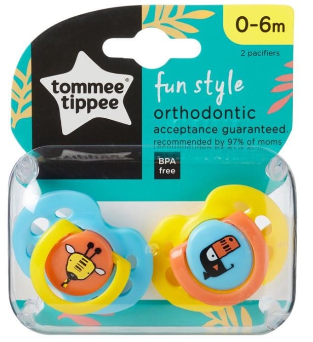 זוג מוצצים עם איורי חיות 0-6 חודשים טומי טיפי Tommee Tippee Fun Style